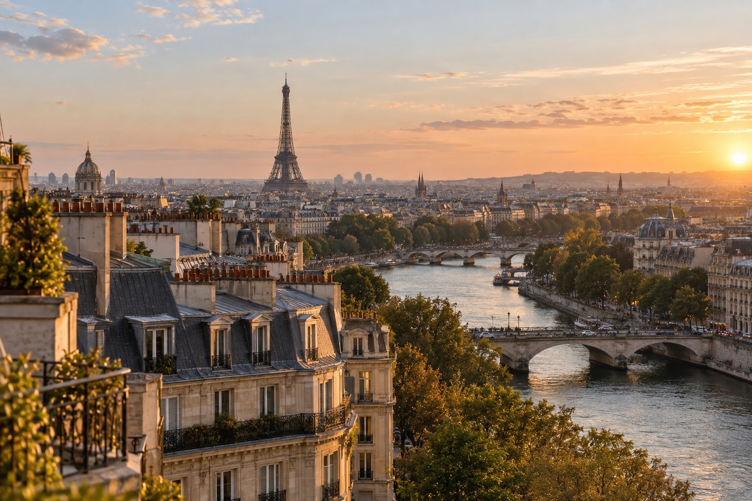 Paris, golden hour, before